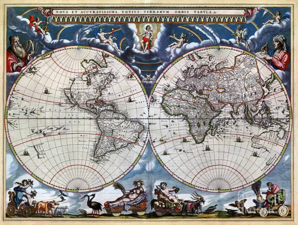 Antique Old World Map 1664 Restored - Poster | Canvas Wall Art Print