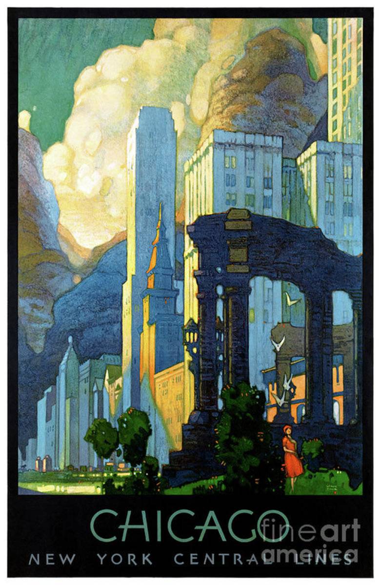 Chicago Usa Vintage Travel Restored - Poster | Canvas Wall Art Print