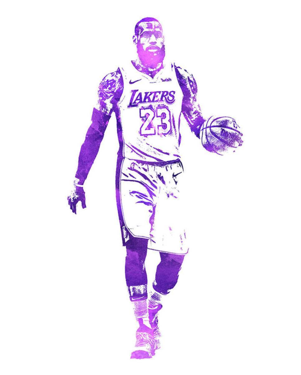 Lebron James Los Angeles Lakers Water Color Pixel Art 1 - Poster | Canvas Wall Art Print