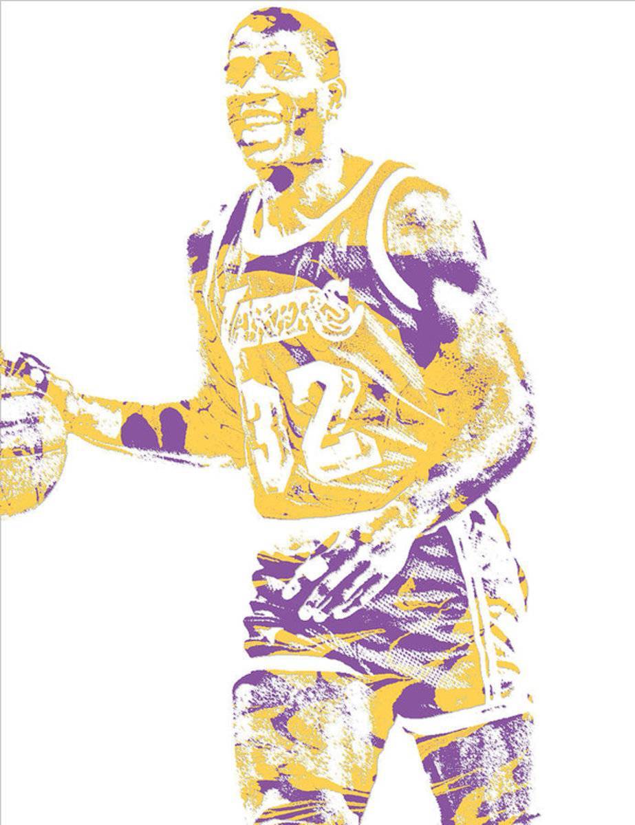 Magic Johnson Los Angeles Lakers Pixel Art 5 - Poster | Canvas Wall Art Print