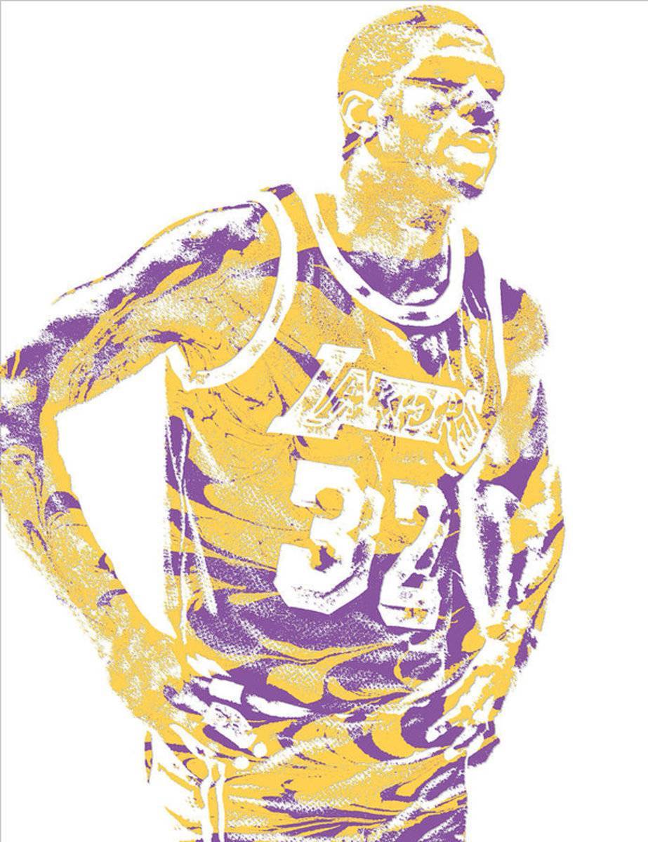Magic Johnson Los Angeles Lakers Pixel Art 6 - Poster | Canvas Wall Art Print
