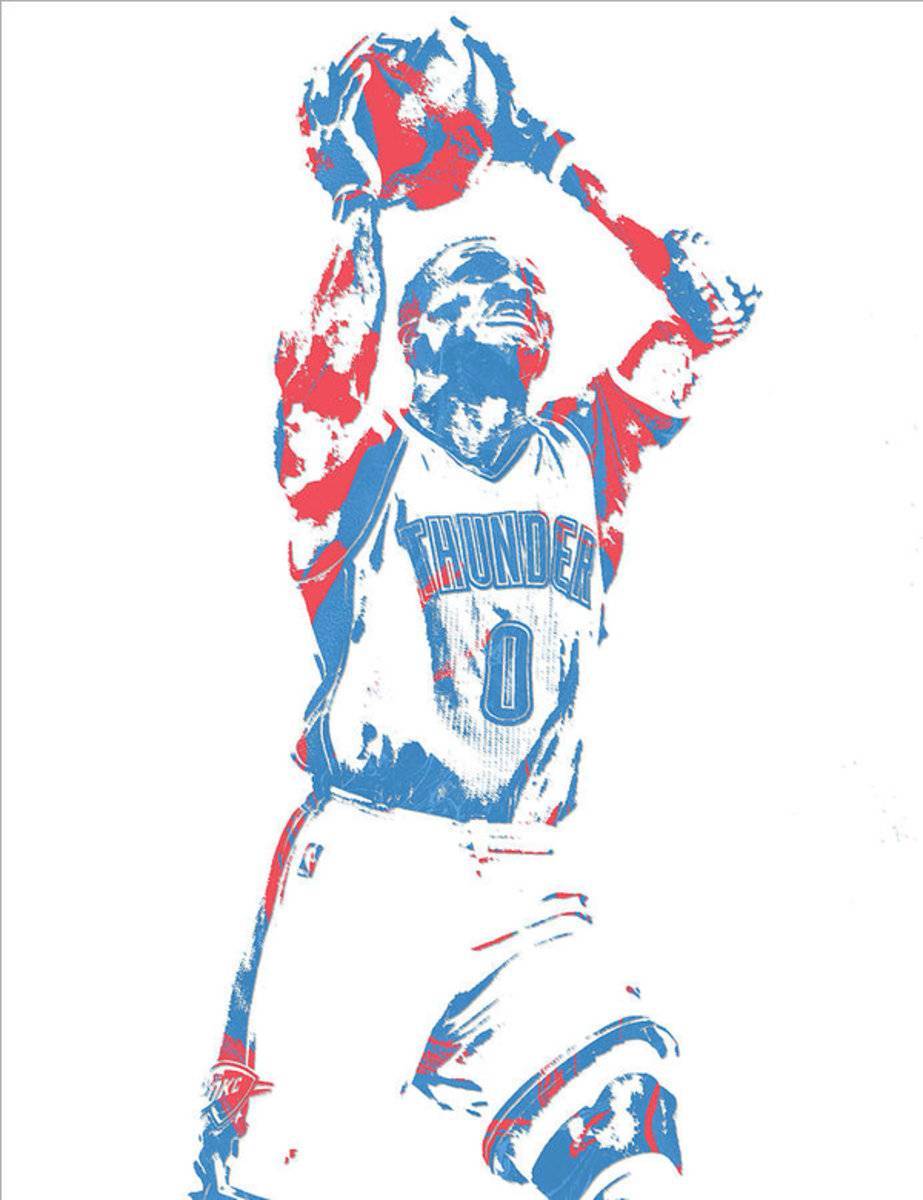 Russell Westbrook Oklahoma City Thunder Pixel Art 30 - Poster | Canvas Wall Art Print