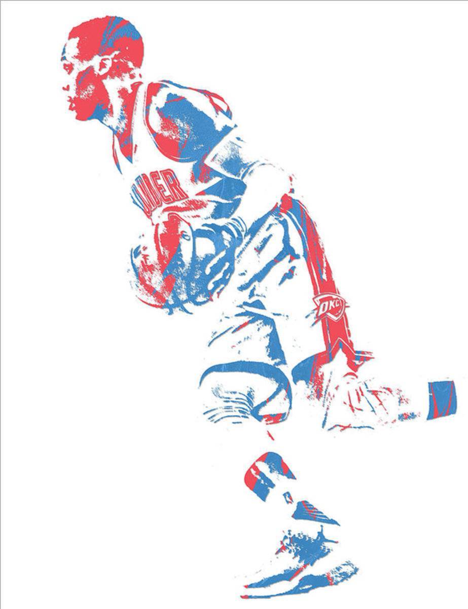 Russell Westbrook Oklahoma City Thunder Pixel Art 33 - Poster | Canvas Wall Art Print