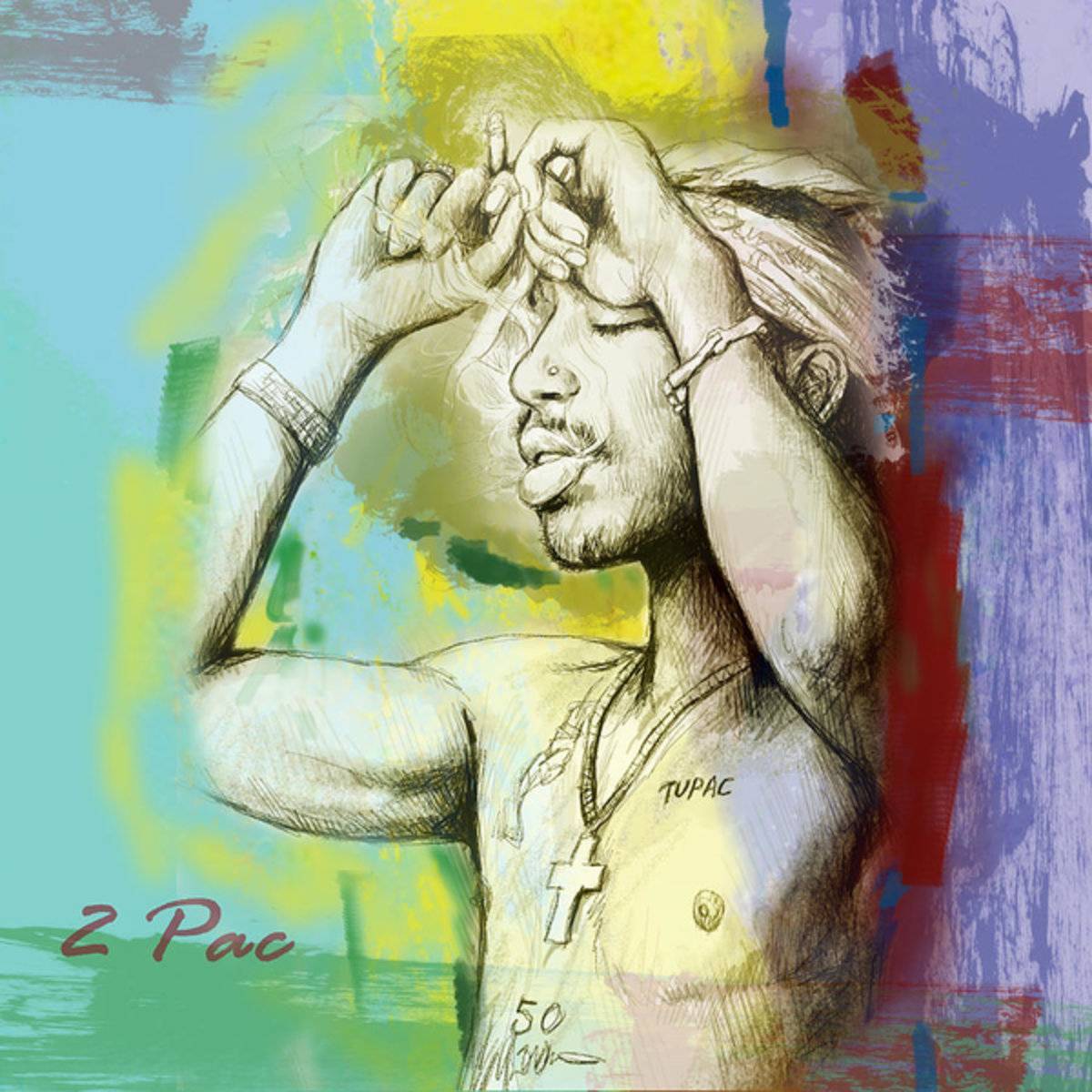 Tupac Shakur Long Stylised Drawing Art - Rapper - Poster | Canvas Wall Art Print