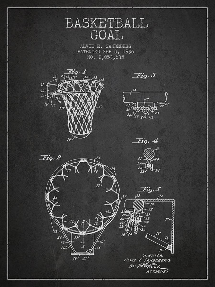 Vintage Basketball Goal Patent From 1936 - Poster | Canvas Wall Art Print