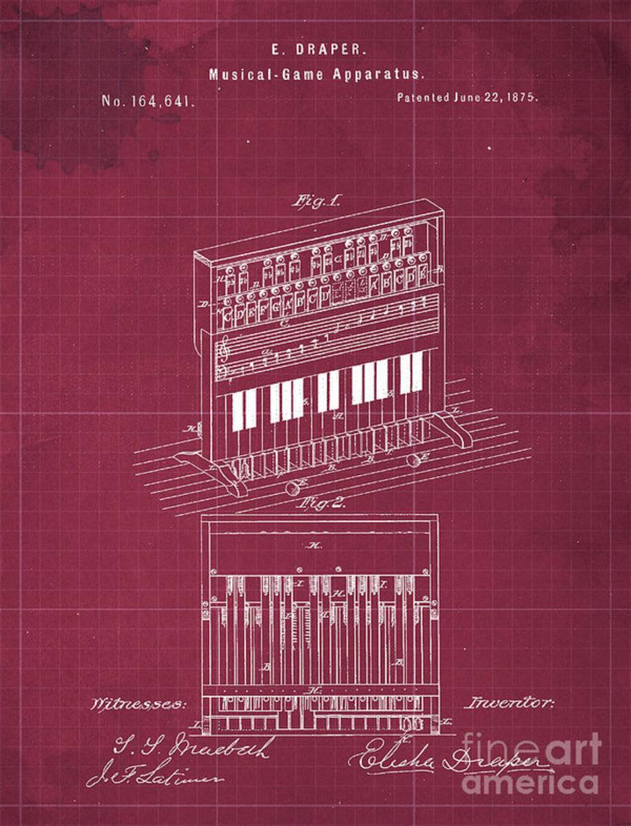 Vintage Musical Game Apparatus Patent Year 1875 - Rapper - Poster | Canvas Wall Art Print