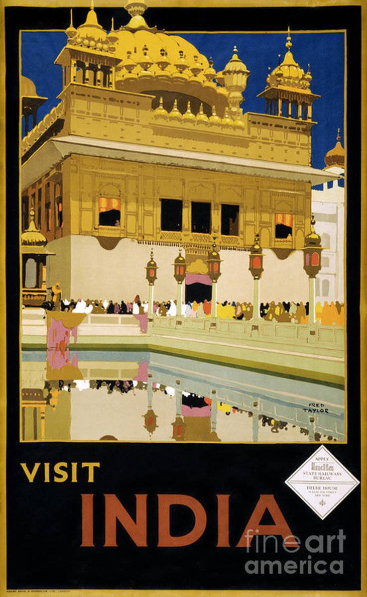 Visit India Vintage Travel Restored - Poster | Canvas Wall Art Print
