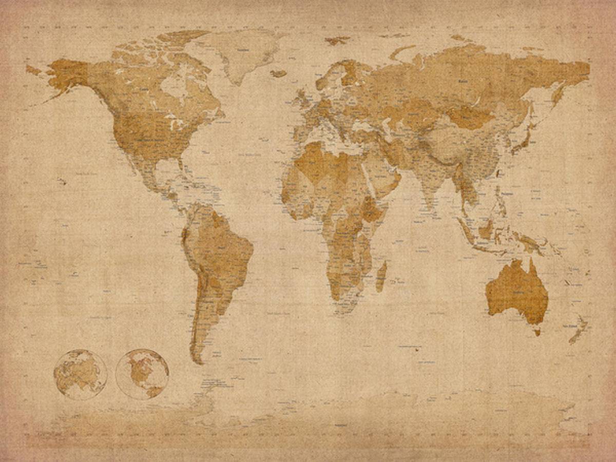 World Map Antique Style - Poster | Canvas Wall Art Print