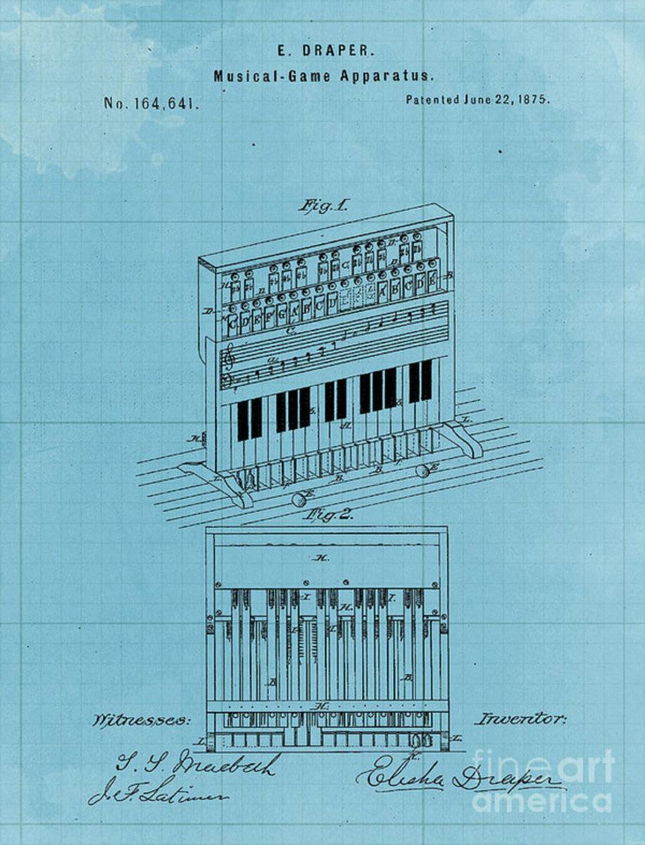Vintage Musical Game Apparatus Patent Year 1875 - Rapper - Poster | Canvas Wall Art Print