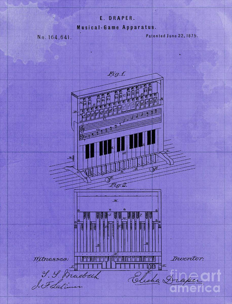 Vintage Musical Game Apparatus Patent Year 1875 - Rapper - Poster | Canvas Wall Art Print