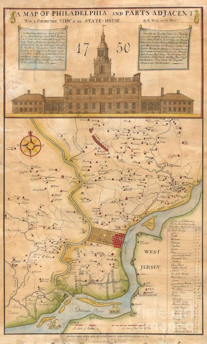 1752 Scull Heap Map Of Philadelphia And Environs - Poster | Canvas Wall Art Print