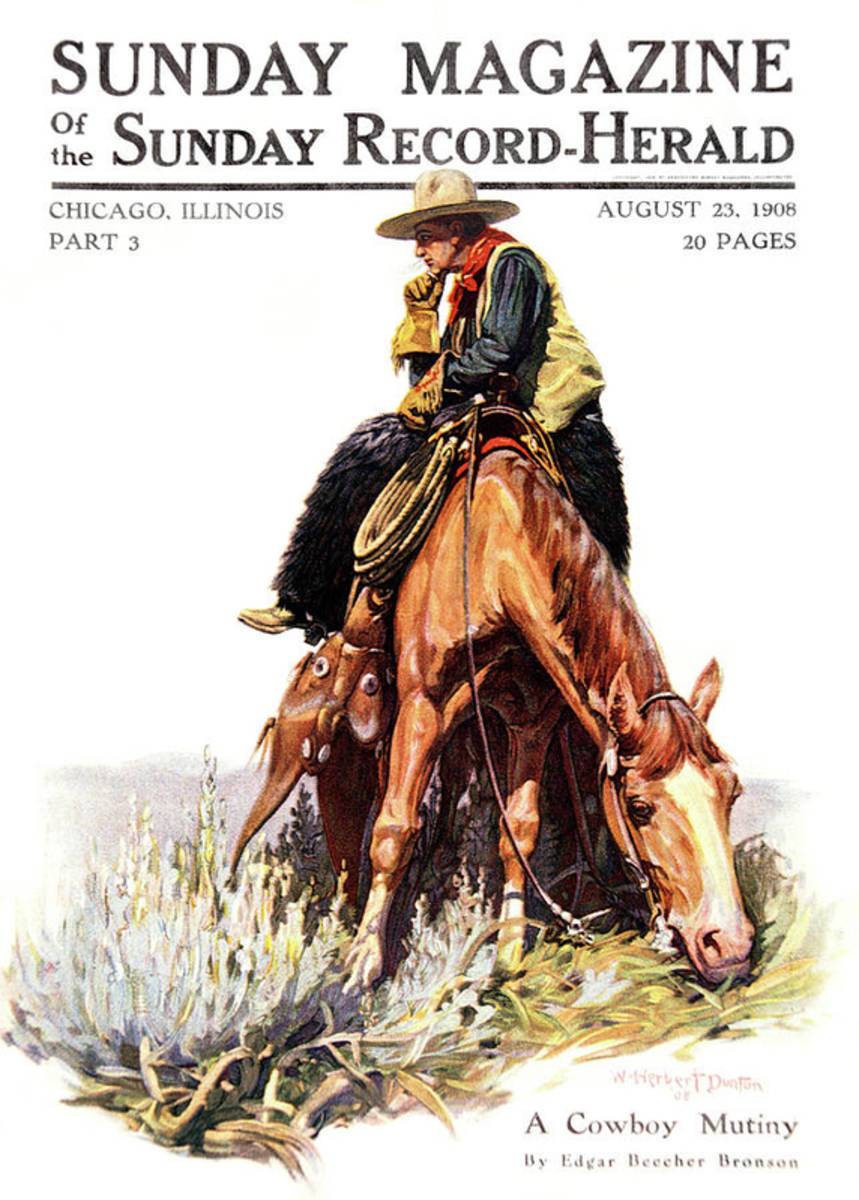 1900S Sunday Magazine Cover Lone Cowboy - Poster | Canvas Wall Art Print