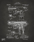 1911 Automatic Firearm Patent Artwork - Gray - Poster | Canvas Wall Art Print