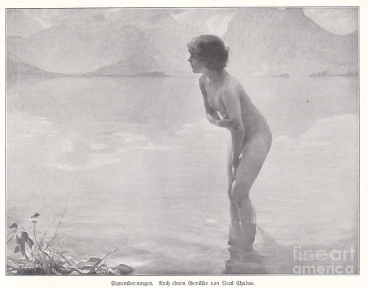 1913 Lake Bathing Nude Girl September Morn - Poster | Canvas Wall Art Print