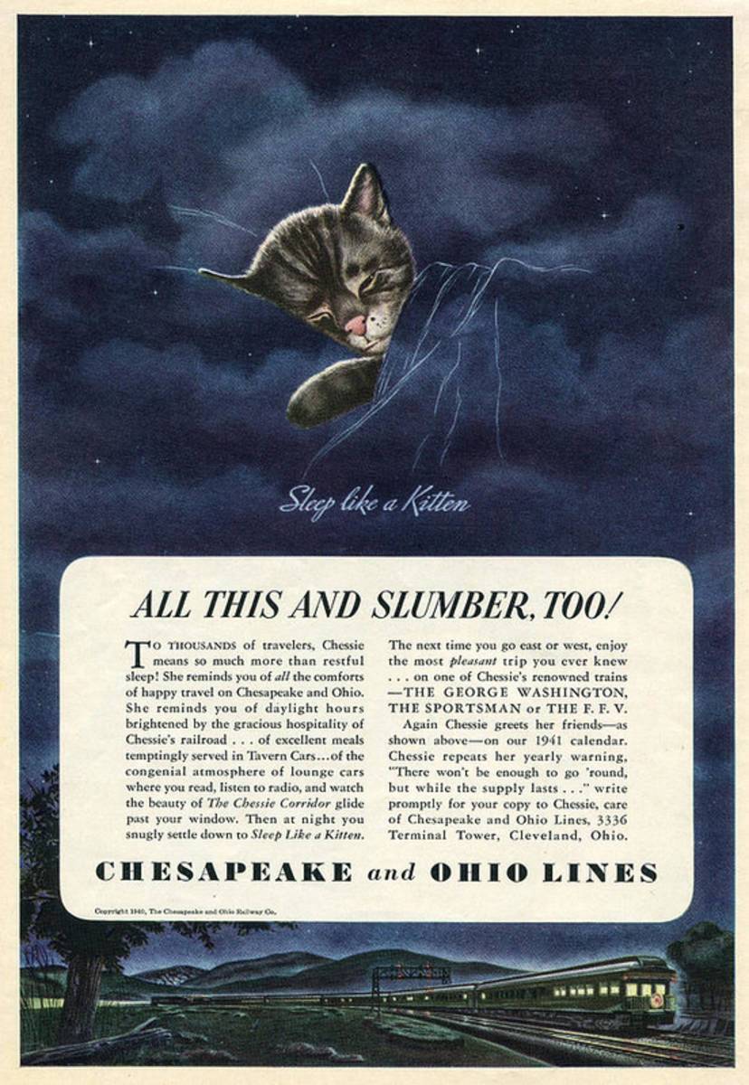 1940 Advertisement Chessie The Railroad Kitten Chesapeake And Oh - Poster | Canvas Wall Art Print