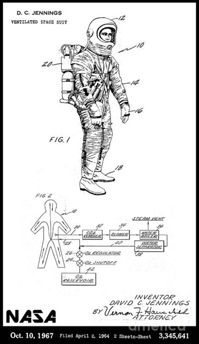 1967 Nasa Astronaut Ventilated Space Suit Patent Art 3 - Poster | Canvas Wall Art Print