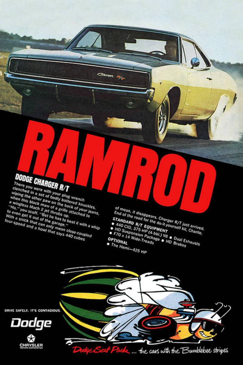 1968 Dodge Charger R/T - Ramrod - Poster | Canvas Wall Art Print