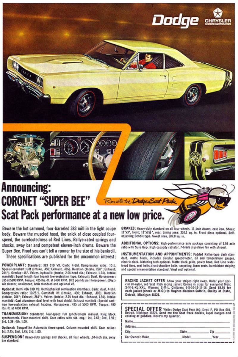1968 Dodge Coronet Super Bee - Poster | Canvas Wall Art Print