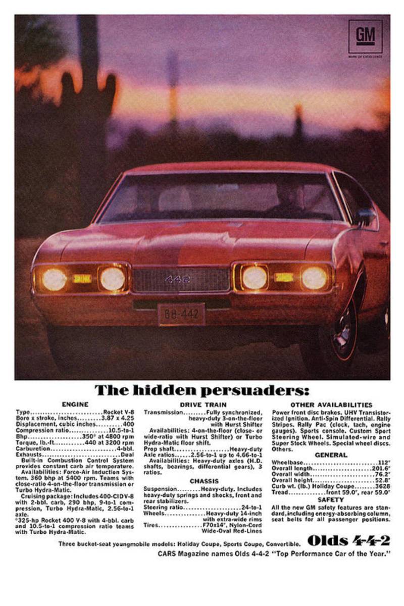 1968 Olds 4-4-2 - The Hidden Persuaders - Poster | Canvas Wall Art Print
