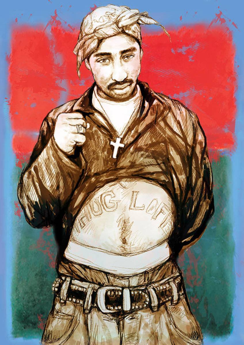 2Pac Tupac Shakur - Stylised Drawing Art - Rapper - Poster | Canvas Wall Art Print