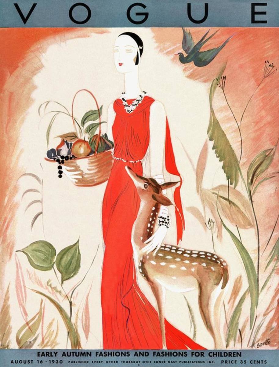 A Vintage Vogue Magazine Cover Of A Woman - Poster | Canvas Wall Art Print