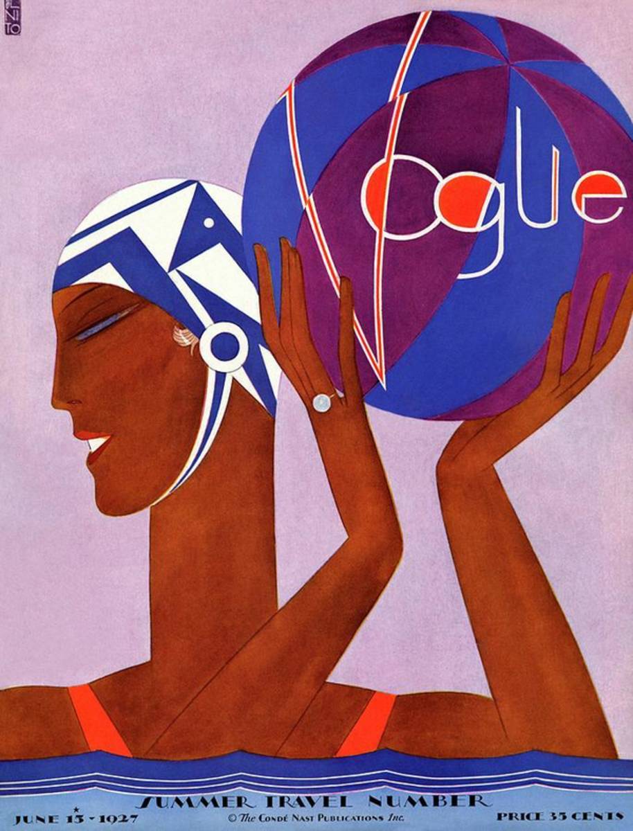 A Vintage Vogue Magazine Cover Of A Woman Playing Water Polo - Poster | Canvas Wall Art Print