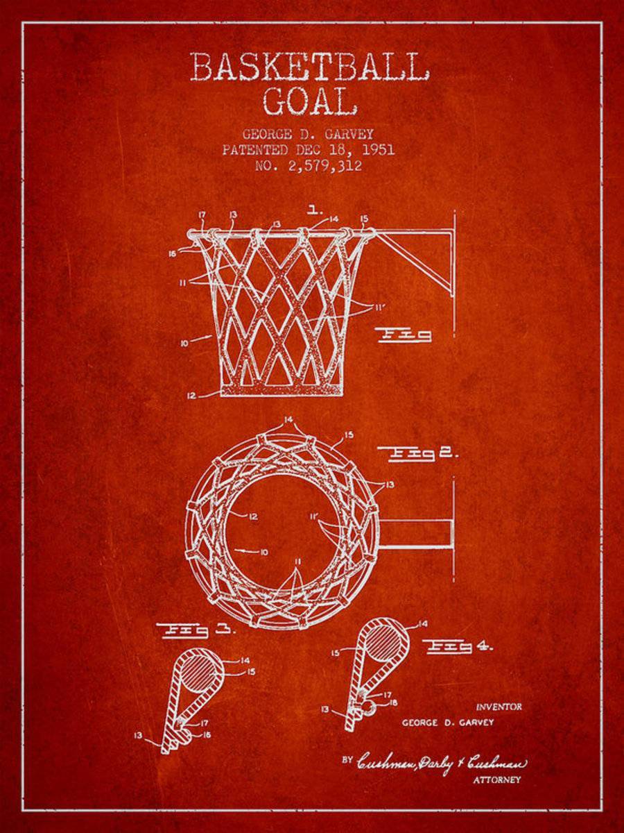 Vintage Basketball Goal Patent From 1951 - Poster | Canvas Wall Art Print
