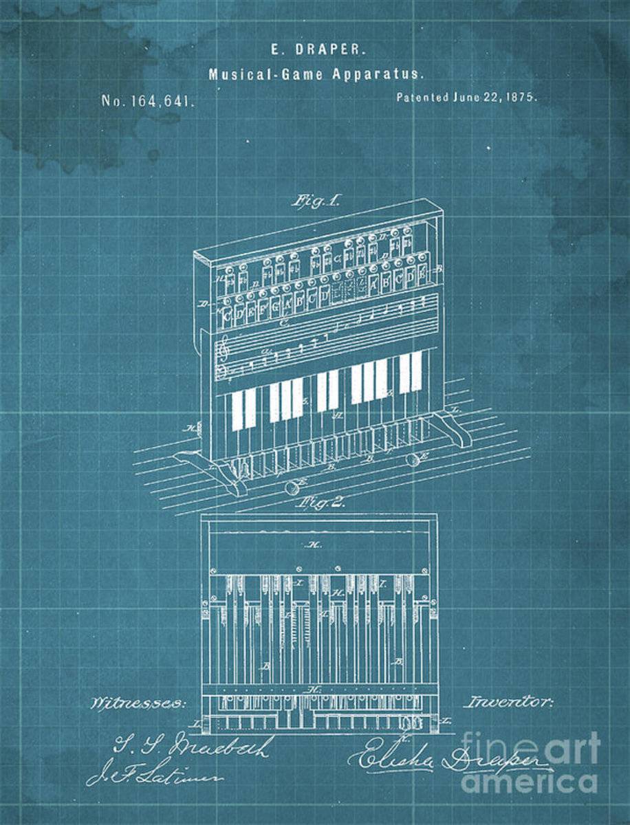 Vintage Musical Game Apparatus Patent Year 1875 - Rapper - Poster | Canvas Wall Art Print