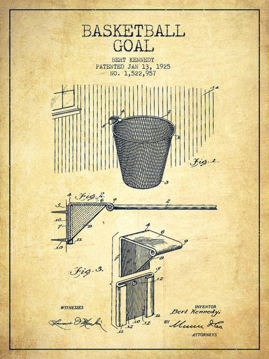 Vintage Basketball Goal Patent From 1925 - Poster | Canvas Wall Art Print
