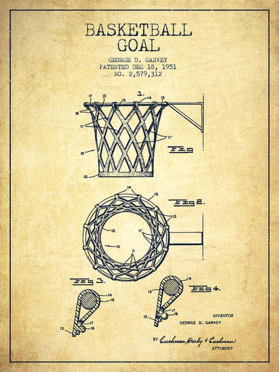 Vintage Basketball Goal Patent From 1951 - Poster | Canvas Wall Art Print