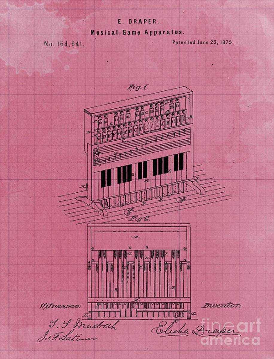 Vintage Musical Game Apparatus Patent Year 1875 - Rapper - Poster | Canvas Wall Art Print