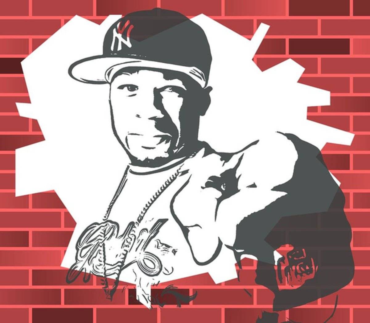 50 Cent Graffiti Tribute - Rapper - Poster | Canvas Wall Art Print