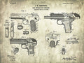 Automatic Pistol Operated By Gas - Patent Drawing For The 1899 Gas Operated Firearm By J. Browning - Poster | Canvas Wall Art Print