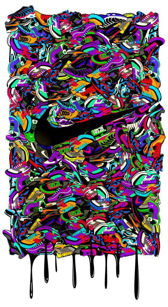 Nike Logo With Shoes Background - Poster | Canvas Wall Art Print
