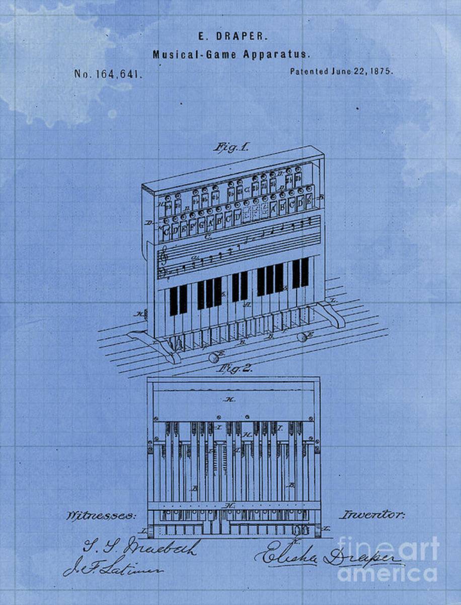 Vintage Musical Game Apparatus Patent Year 1875 - Rapper - Poster | Canvas Wall Art Print