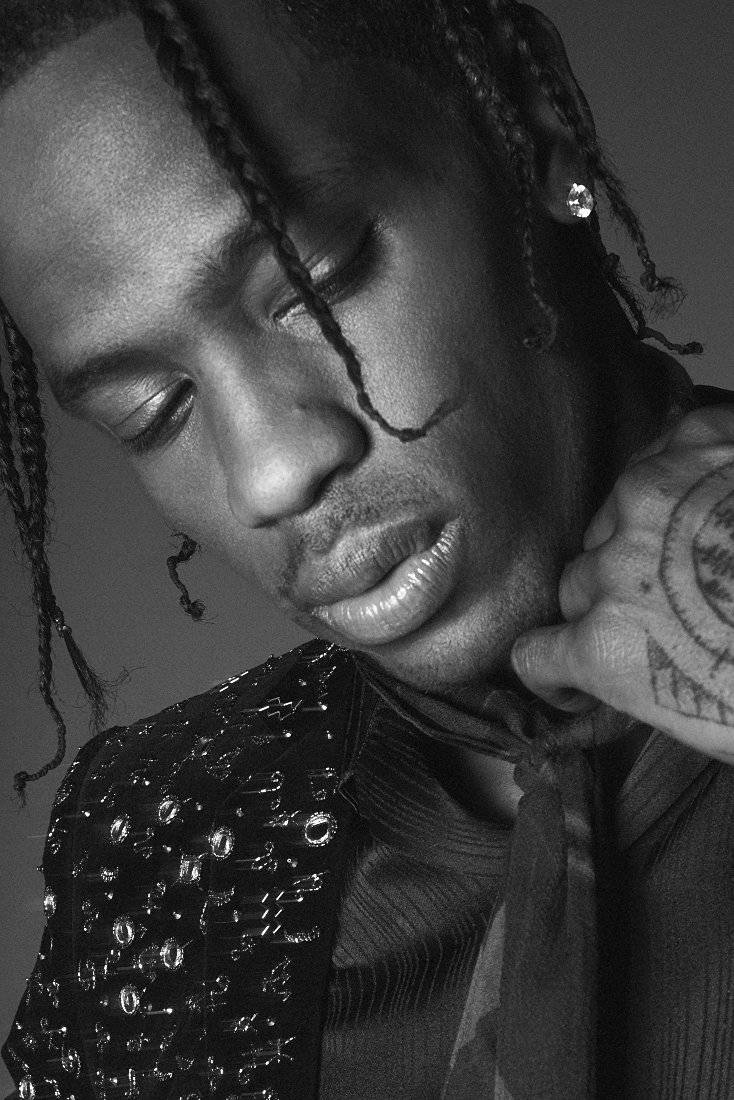Travis Scott For Saint Laurent Face Bw - Poster | Canvas Wall Art Print