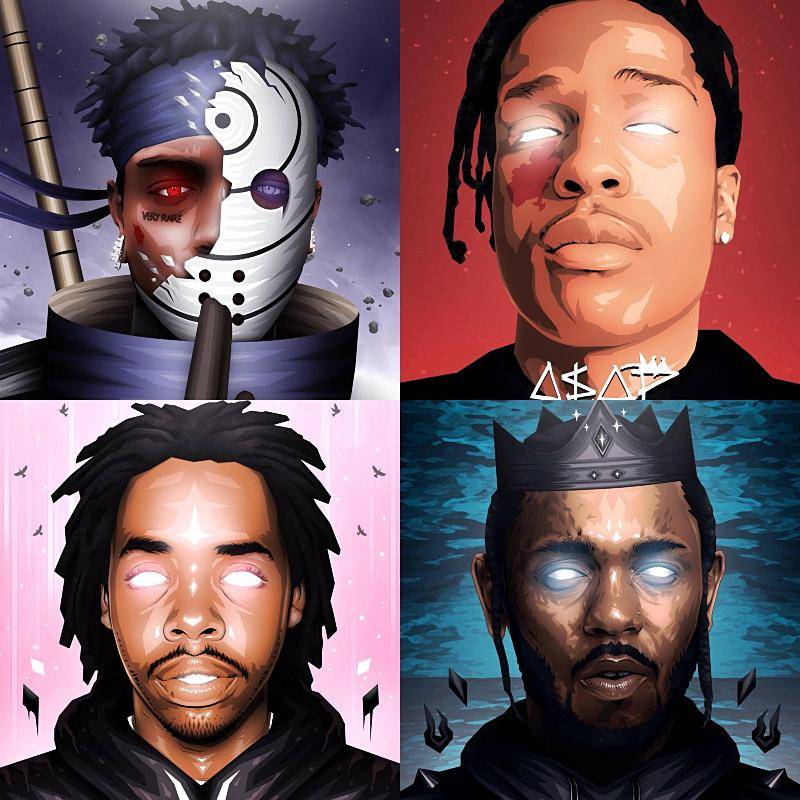 Ski Mask The Slump God, A$Ap Rocky, Earl Sweatshirt, Kendrick Lamar - Poster | Canvas Wall Art Print