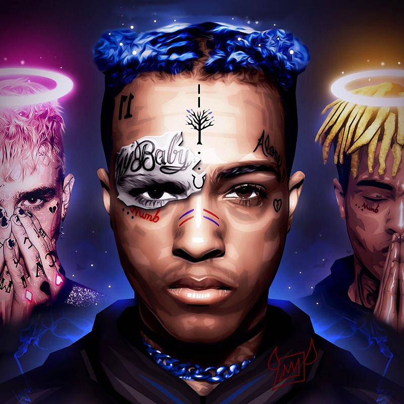 Xxxtentacion And Lil Peep Animated - Poster | Canvas Wall Art Print