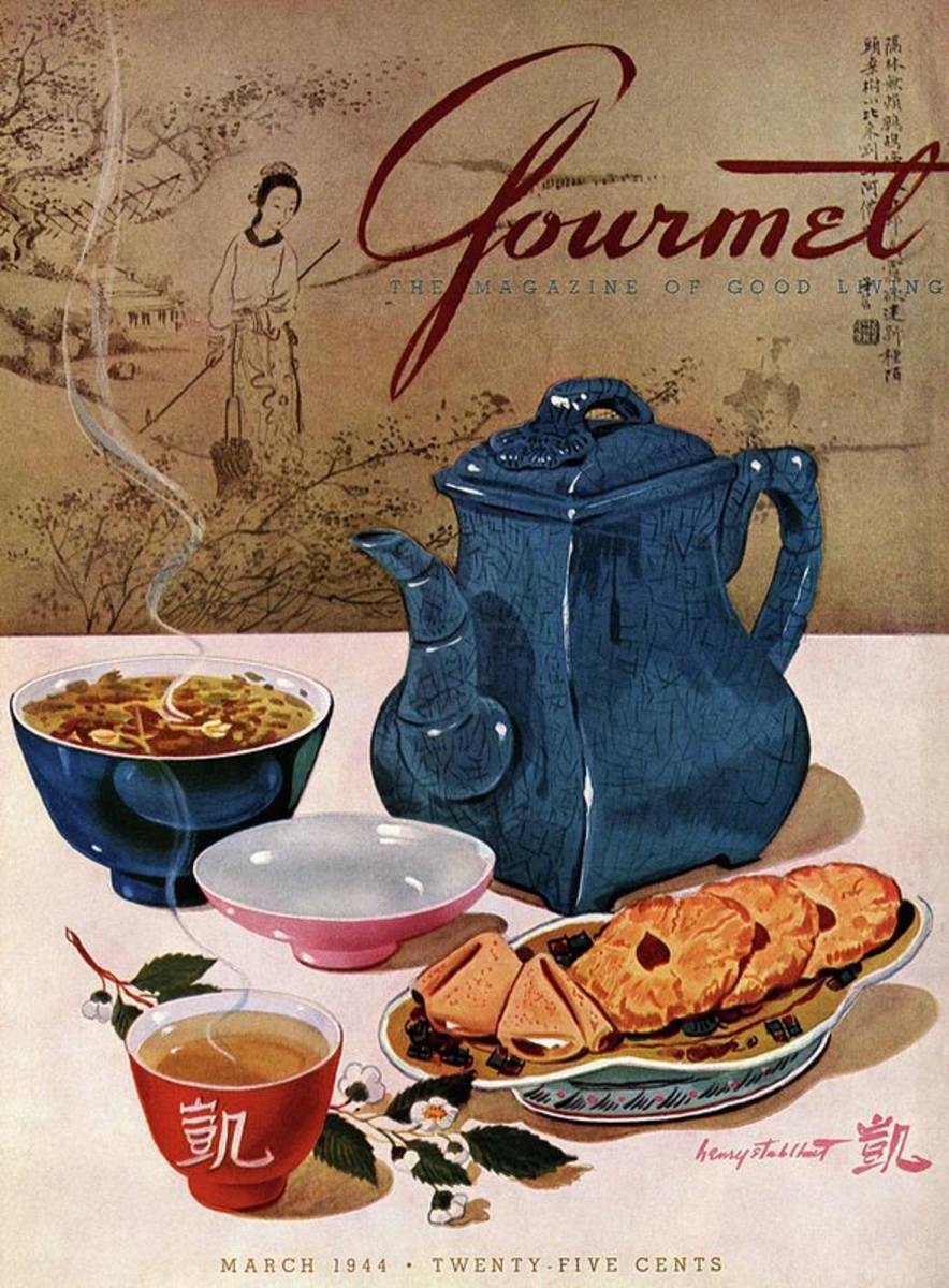 A Chinese Tea Pot With Tea And Cookies - Poster | Canvas Wall Art Print