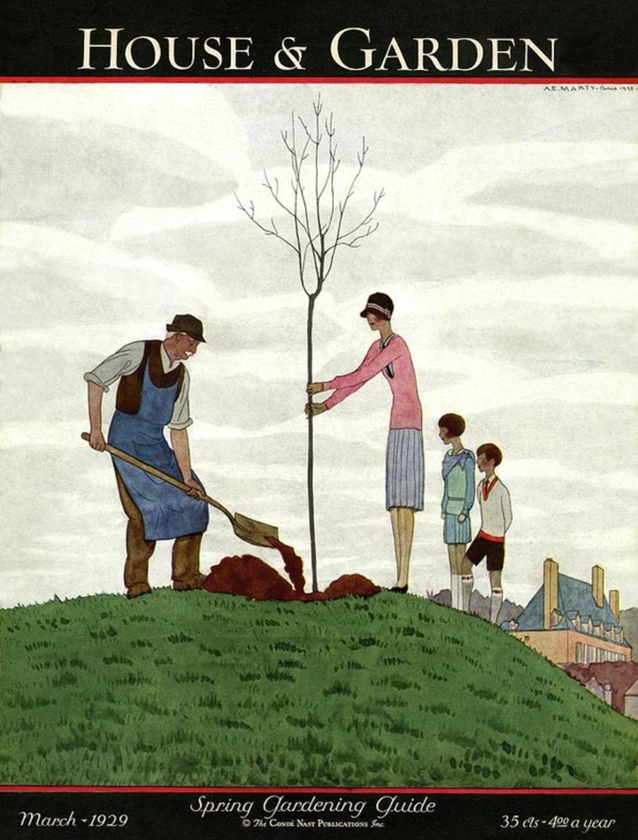 A House And Garden Cover Of People Planting - Poster | Canvas Wall Art Print