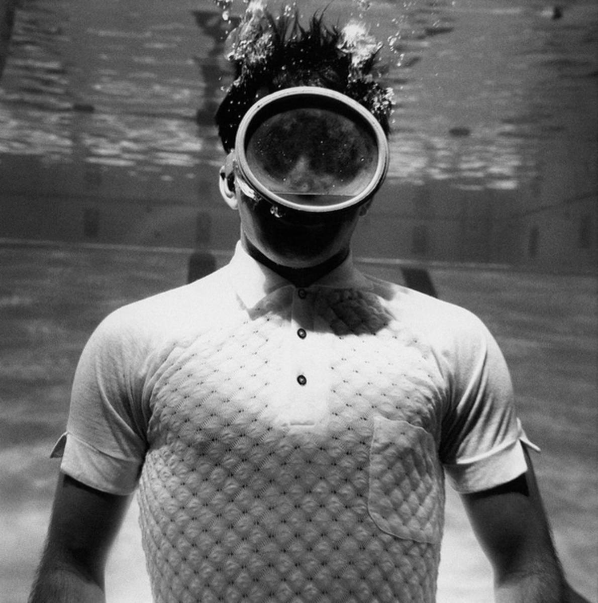 A Male Model Underwater In A Pool With A Scuba - Poster | Canvas Wall Art Print