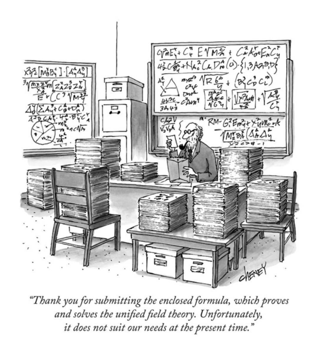 A Mathematician In A Room Full Of Stacked Papers - Poster | Canvas Wall Art Print