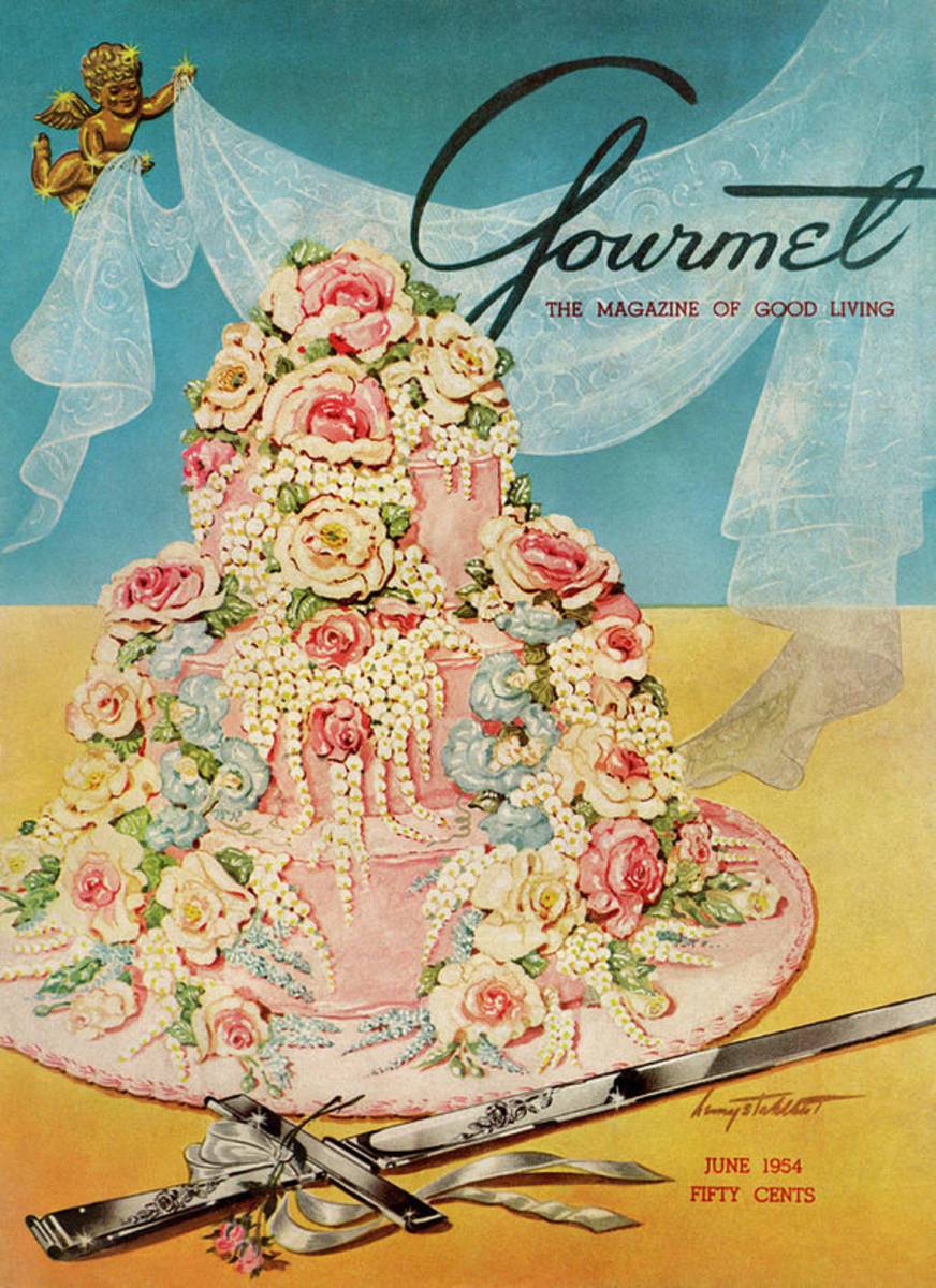 A Pink Wedding Cake And Ceremonial Silver Cutting - Poster | Canvas Wall Art Print