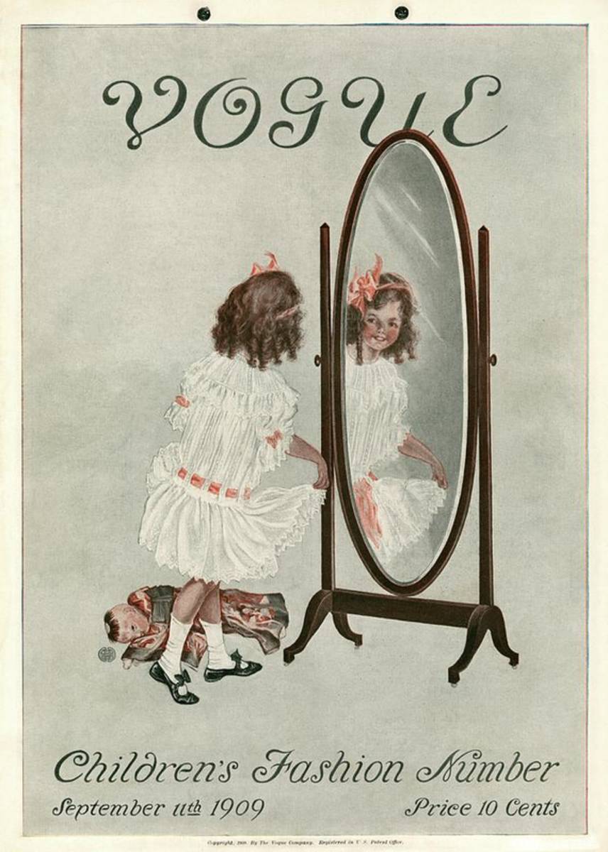 A Vintage Vogue Magazine Cover Of A Girl Smiling - Poster | Canvas Wall Art Print