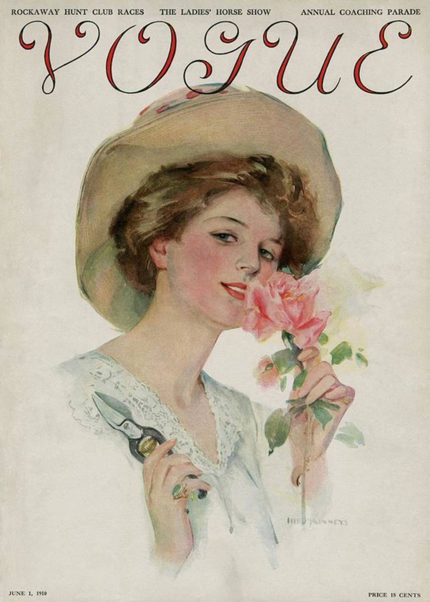 Vintage Vogue Cover Of A Woman Gardening - Poster | Canvas Wall Art Print