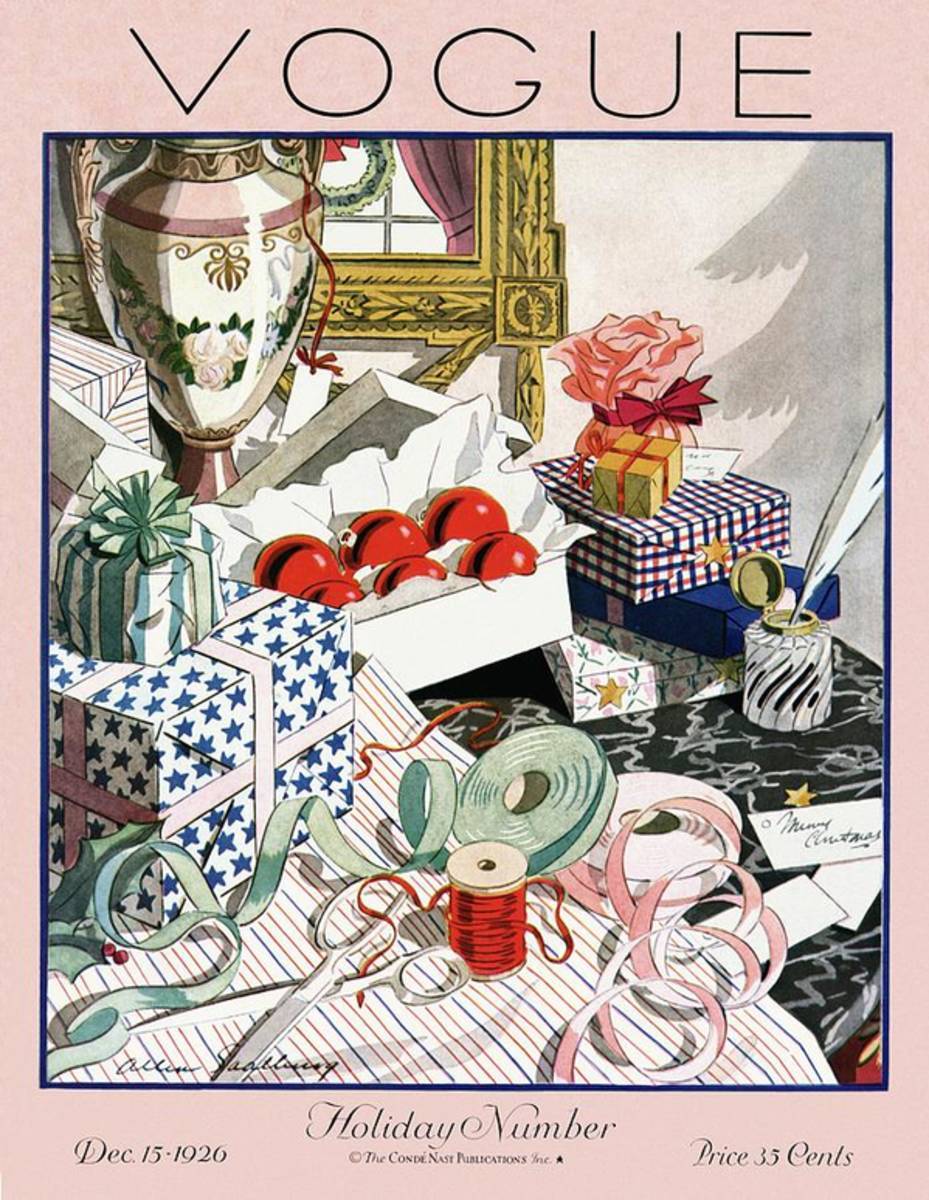 A Vintage Vogue Magazine Cover Of Christmas Gifts - Poster | Canvas Wall Art Print