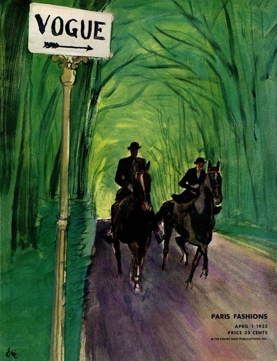 A Vogue Cover Of A Couple Riding Horses - Poster | Canvas Wall Art Print