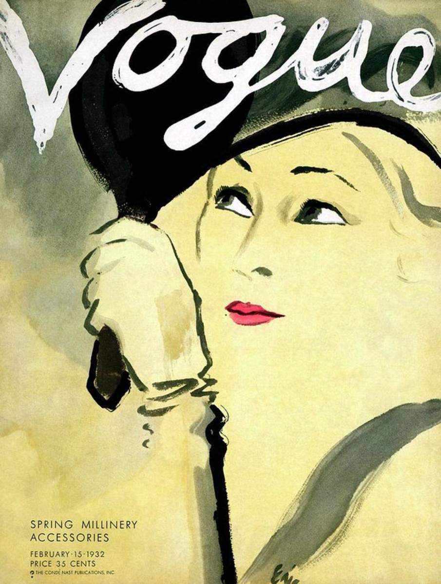 A Vogue Cover Of A Woman Holding A Mirror - Poster | Canvas Wall Art Print