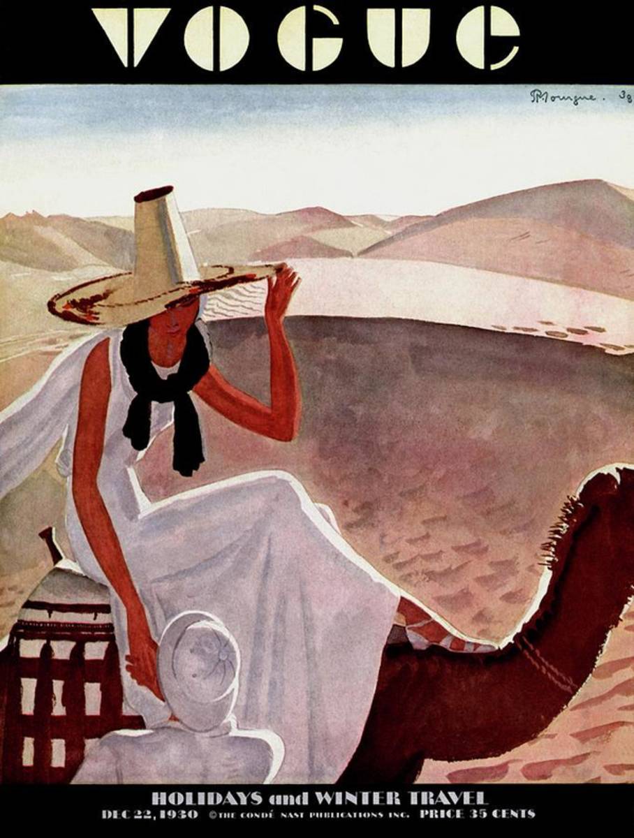 A Vogue Cover Of A Woman On A Camel - Poster | Canvas Wall Art Print