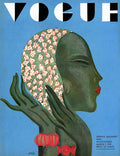 A Vogue Cover Of A Woman Putting On A Hat - Poster | Canvas Wall Art Print